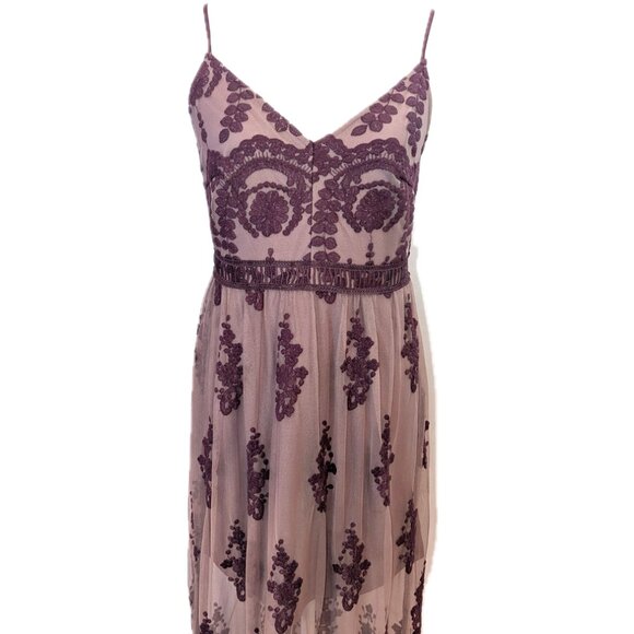 Altar’d State | Plum Purple Apololina Lace Mesh Overlay Maxi Dress | Size Small - Picture 3 of 16